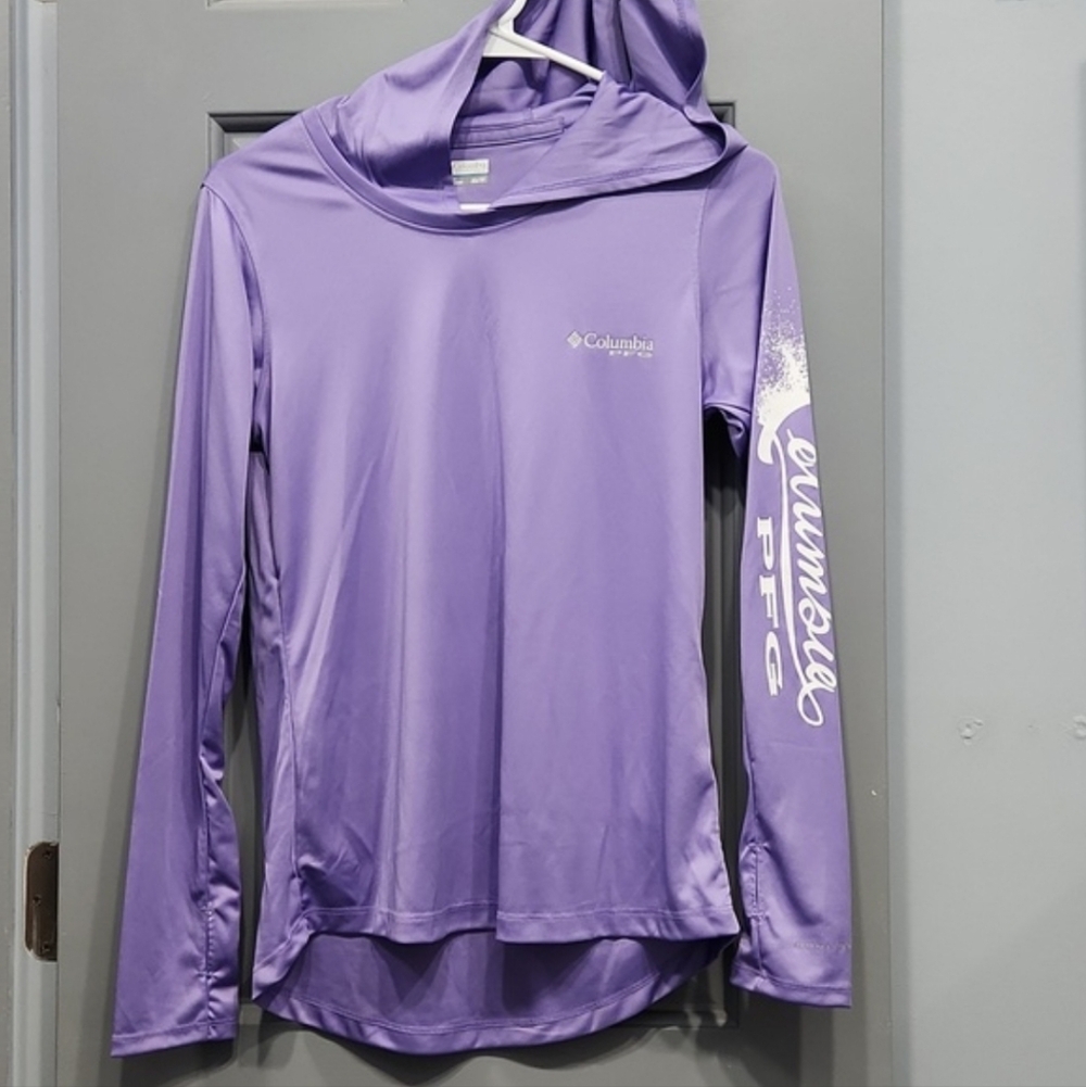NWOT Columbia PFG Performance Fishing Gear Purple Rash Guard Hoodie XS